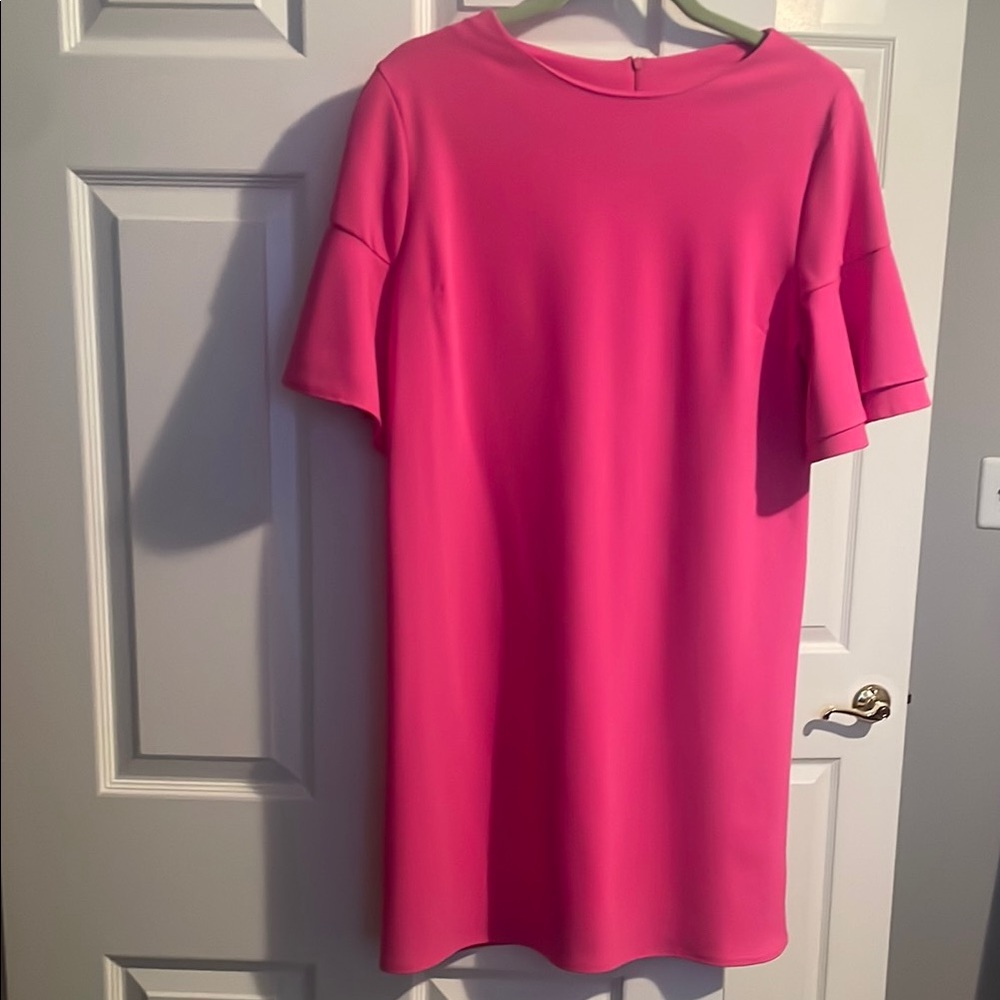 Vibrant Pink Ruffle Sleeve Dress